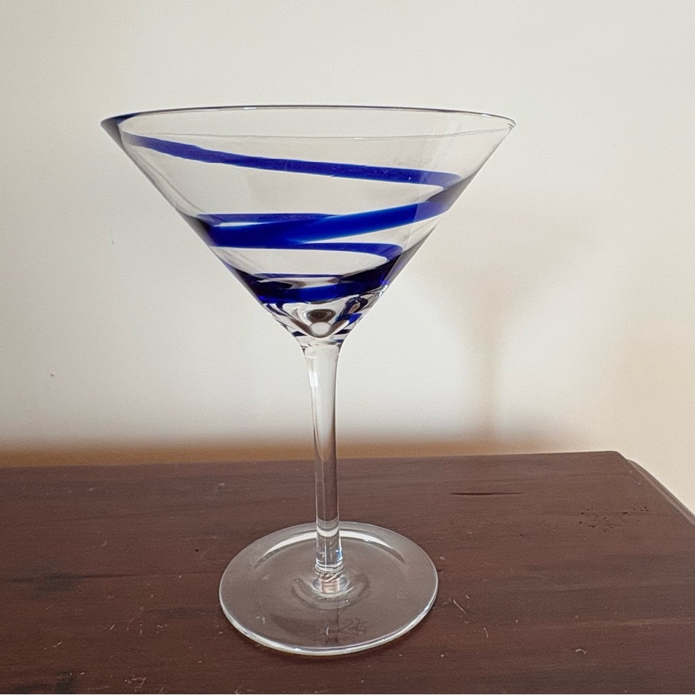 Pier 1 Swirline Cobalt Martini Glass